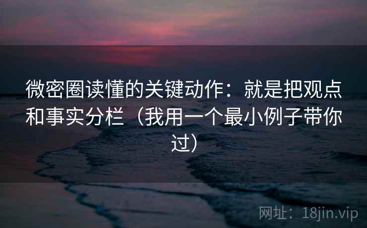 微密圈读懂的关键动作:就是把观点和事实分栏(我用一个最小例子带你过) 微密圈读懂的关键动作:就是把观点和事实分栏(我用一个最小例子带你过)